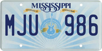 MS license plate MJU986