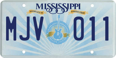 MS license plate MJV011