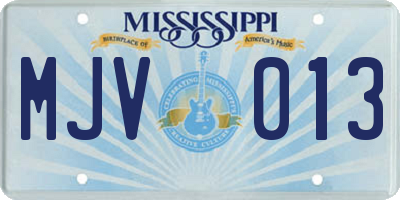 MS license plate MJV013