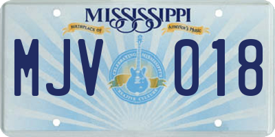 MS license plate MJV018
