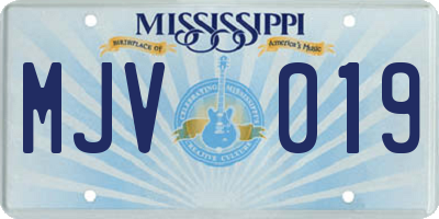 MS license plate MJV019