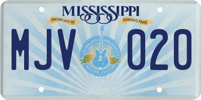 MS license plate MJV020