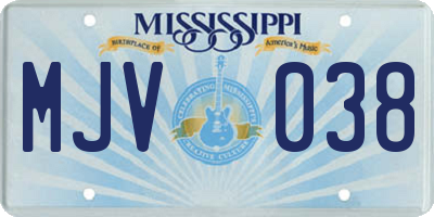 MS license plate MJV038