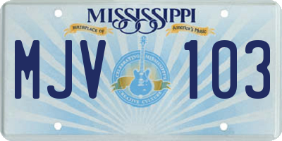 MS license plate MJV103