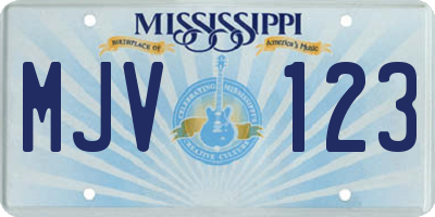 MS license plate MJV123
