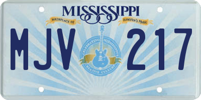MS license plate MJV217