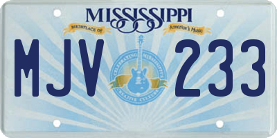 MS license plate MJV233