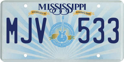 MS license plate MJV533