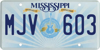 MS license plate MJV603