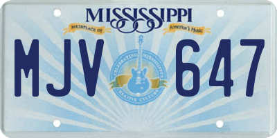 MS license plate MJV647
