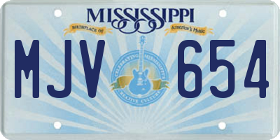 MS license plate MJV654