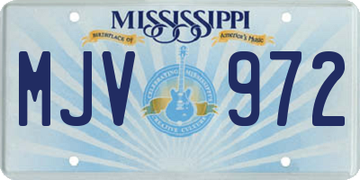 MS license plate MJV972