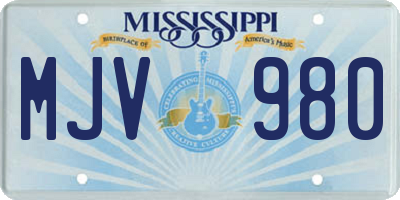 MS license plate MJV980