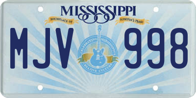 MS license plate MJV998