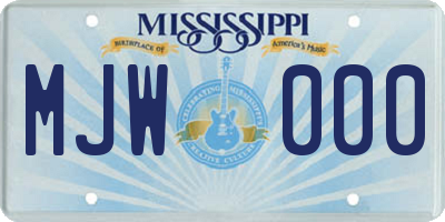 MS license plate MJW000