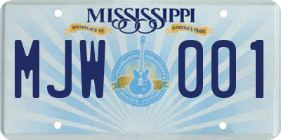 MS license plate MJW001