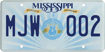MS license plate MJW002