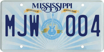MS license plate MJW004