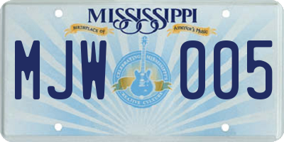 MS license plate MJW005