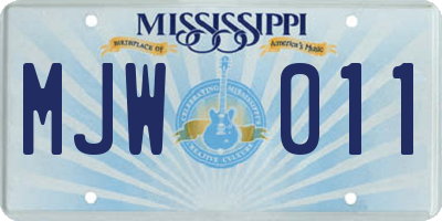 MS license plate MJW011
