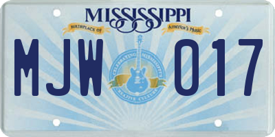 MS license plate MJW017