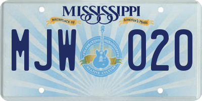 MS license plate MJW020