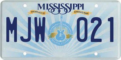 MS license plate MJW021