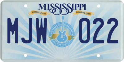 MS license plate MJW022