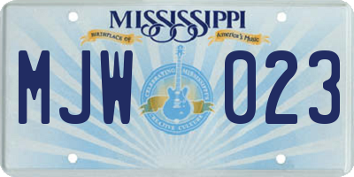 MS license plate MJW023