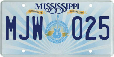 MS license plate MJW025
