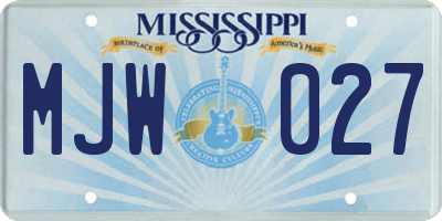MS license plate MJW027