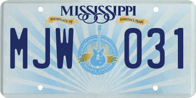 MS license plate MJW031