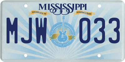 MS license plate MJW033