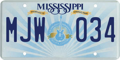 MS license plate MJW034