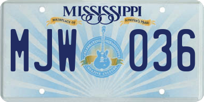 MS license plate MJW036
