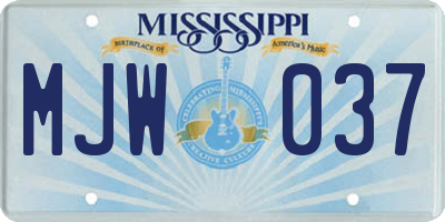 MS license plate MJW037