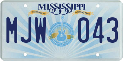 MS license plate MJW043
