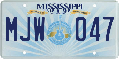 MS license plate MJW047