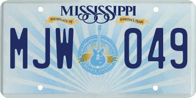 MS license plate MJW049