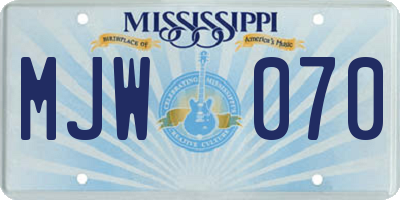 MS license plate MJW070