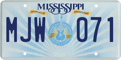 MS license plate MJW071