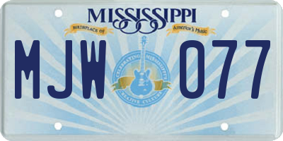 MS license plate MJW077