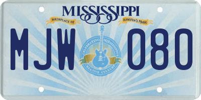 MS license plate MJW080