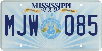 MS license plate MJW085