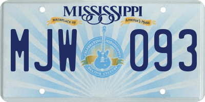 MS license plate MJW093