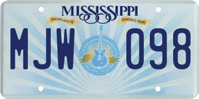 MS license plate MJW098