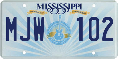 MS license plate MJW102