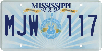 MS license plate MJW117