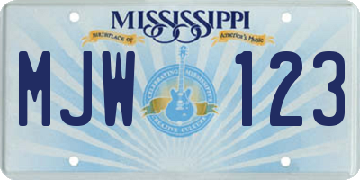 MS license plate MJW123