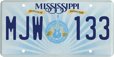 MS license plate MJW133
